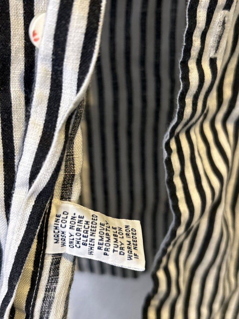 Polo Ralph Lauren 100% Linen Shirt Black White Striped Custom Fit XXL - Picture 4 of 6